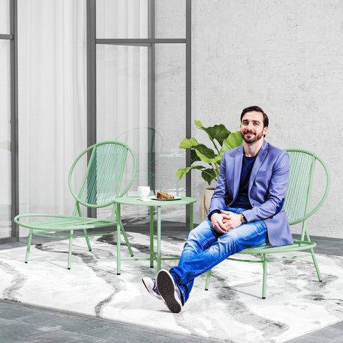 Rootz 3-Part Bistro Set - Garden Furniture Set - Poly Rattan Chairs - Weatherproof - Stainless Steel - 74cm x 68cm x 78cm