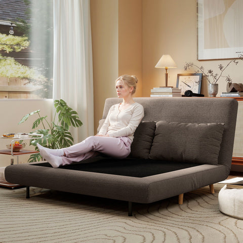 Rootz Sofa Bed Brown - Guest Bed - Convertible Couch - 3-Way Adjustable Backrest - Maximum Comfort - 141 x 90 x 81 cm