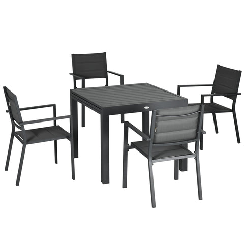 Rootz Garden Furniture Set - Patio Dining Set - Outdoor Dining Set - Extendable Table - 90/180cm x 89cm x 74cm - Stackable Chairs x 6 -  Grey