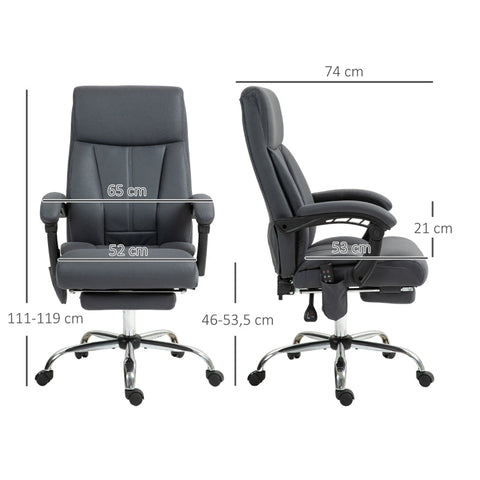 Rootz Massage Office Chair - Computer Chair with Lumbar Heating - Recliner Chair - Microfiber Fabric - 65cm x 74cm x 119cm