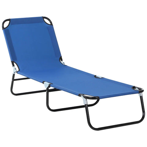Rootz Sun Lounger - 5 Way Adjustable Backrest - Sunbeds - Quick Drying - Oxford Fabric - Metal Frame - Blue - 190 x 56 x 28 cm