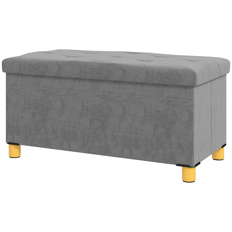 Rootz 67 Liter Storage Bench - Chest - Footstool - Velvet-Like Fabric - Comfortable Seat - 76cm x 38cm x 38cm