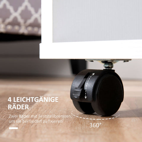 Rootz Mobile Wardrobe - Wardrobe Cabinet - Storage Organizer - Easy Mobility - Ample Storage - Durable Material - 60cm x 40cm x 128cm - White