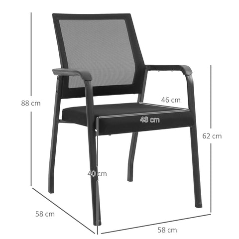 Rootz Vinsetto 2 Piece Set Meeting Chair - Conference Chair - Office Chair - Ergonomic - Stackable - High Stability - 58cm x 58cm x 88cm
