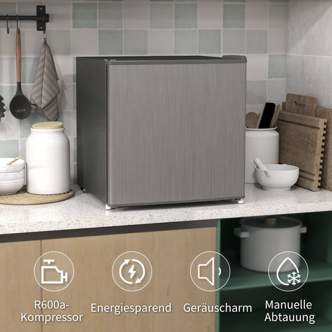 Rootz Compact Mini Freezer - Grey Freezer Box - Small Chest Freezer - Energy Efficient R600A Compressor - 47cm x 44.2cm x 48.8cm