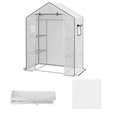 Rootz Greenhouse Film Cover - UV-Protected Replacement Tarp - Tear-Resistant Plastic - 140x73x190cm White