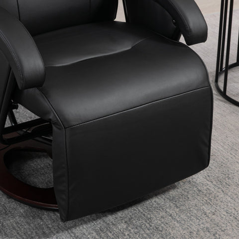 Rootz Rotatable Upholstered Chair - Swivel Chair - Recliner - Synthetic Leather Comfort - 66x86x107cm - Black