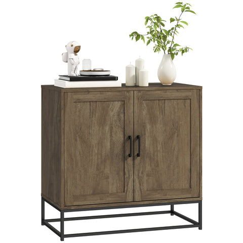 Rootz Sideboard Storage Cabinet - Buffet Table - Wooden Server - Adjustable Shelf - Brown - 80b x 40t x 78h cm