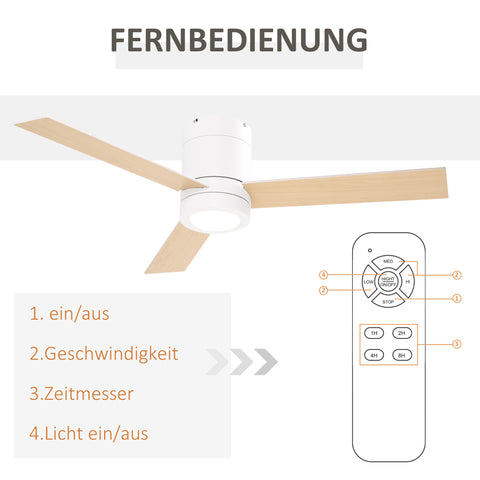 Rootz Ceiling Fan with LED Light - Ceiling Lamp - Ceiling Fixture - Remote Control - 2-in-1 Design - 112cm x 25cm