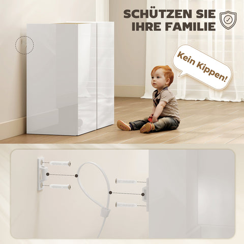 Rootz White Chest of Drawers - Sideboard - Soft-Close Doors - Adjustable Shelves - 80x40x80 cm