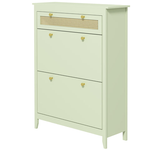 Rootz Shoe Cabinet - Shoe Chest - Shoe Storage - Organizes 12 Pairs - 88 x 30 x 120 cm - Green