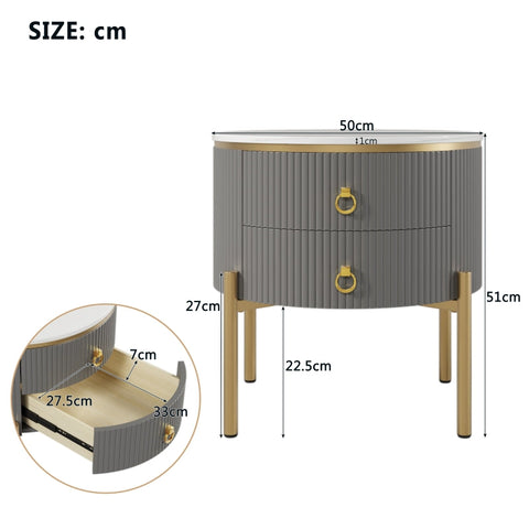 Rootz Marble Side Table - Coffee Table - Luxury End Table - Convenient Storage - 50L x 50W x 51H cm