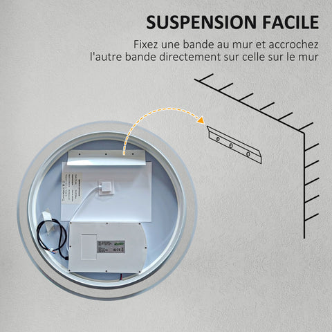 Rootz Round LED Bathroom Mirror - Vanity Mirror - Illuminated Mirror - Touch Switch - Anti-Fog - Ø 70 x 3.4cm