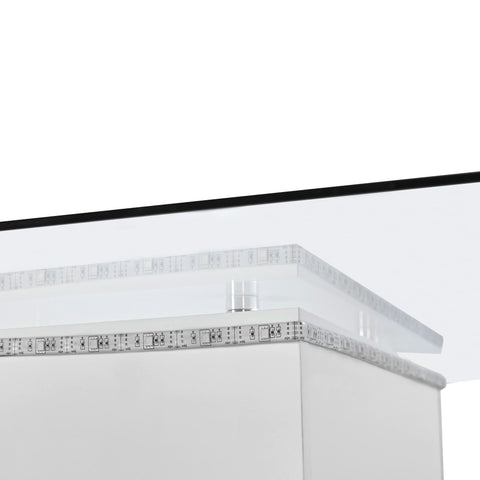 Rootz Modern Coffee Table - High-Gloss Surface - LED Light - Adjustable & Mobile - 80cm x 80cm x 40cm