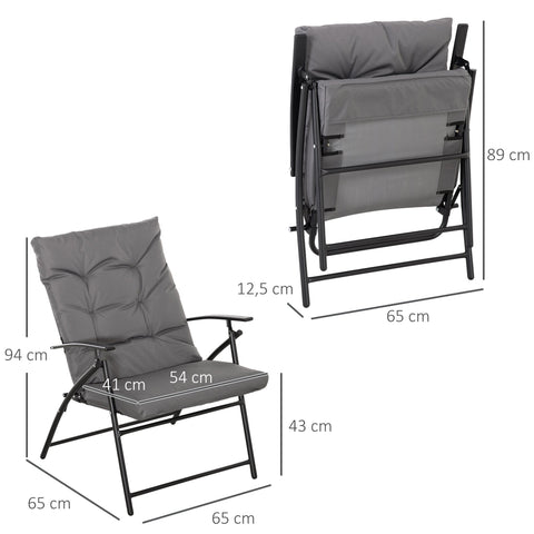 Rootz Camping Chair - Folding Chair - Portable Seat - Adjustable Backrest - Grey Oxford Fabric - 65x65x94cm