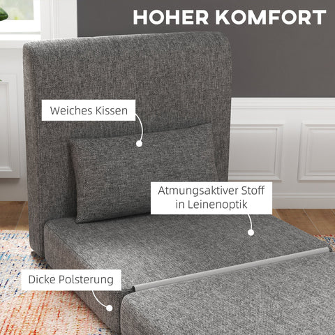 Rootz Sofa Bed - Guest Mattress - Tri-fold Chair - Compact and Versatile - Metal Frame - 80x75x74 cm - Grey