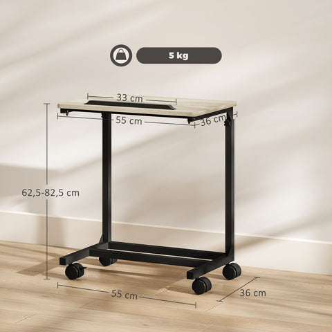 Rootz Adjustable Side Table - Bedside Table - Desk - Height Adjustable - Metal Frame - 55cm x 36cm x 62.5-82.5cm