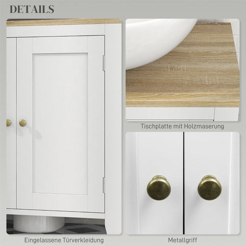 Rootz Bathroom Vanity Unit - Compact Sink Cabinet - Modern Storage Unit - Adjustable Shelves - Water-Resistant MDF - 60cm x 30cm x 60cm