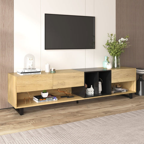 Rootz TV Cabinet - Media Console - Entertainment Unit - Spacious Storage - 200L x 40W x 50H cm