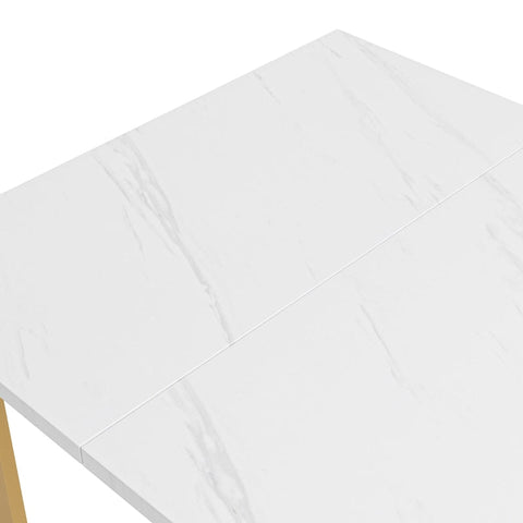 Rootz Modern Dining Table - Marbled Finish - Metal Legs - Durable & Stable - 138.5cm x 80cm x 75cm