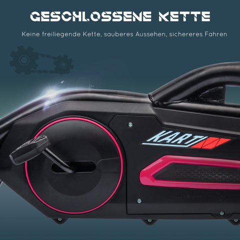 Rootz Children's Go-Kart - Pedal Vehicle - Kid's Racer - Adjustable Seat - Promotes Activity - 100cm x 58cm x 58.5cm - Ages 3-8 - Pink, Black