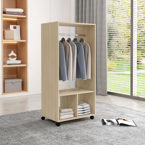 Rootz Cupboard with Shelf - Wardrobe Storage - Clothes Organizer - Easy Mobility with Swivel Wheels - 60L x 40W x 128H cm