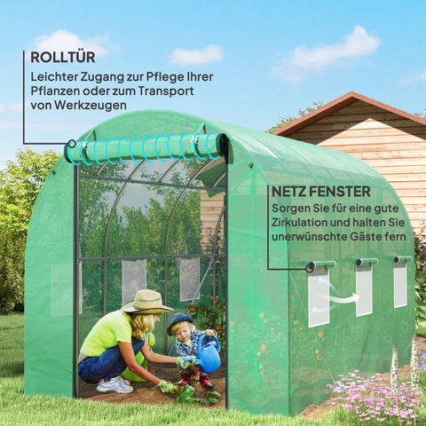 Rootz Poly Tunnel Greenhouse - Walk-in Tent - Plant Shelter - Extends Growing Season - 300cm x 200cm x 197cm