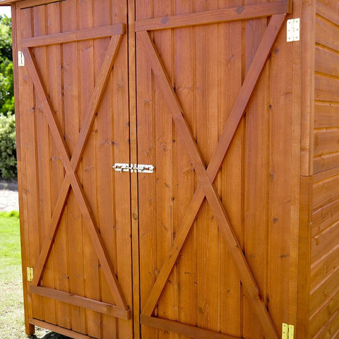 Rootz Tool Shed with Side Table - Garden Storage - Outdoor Shed - Weatherproof - Multi-functional - Secure - 139W x 75D x 160H cm - Fir Wood
