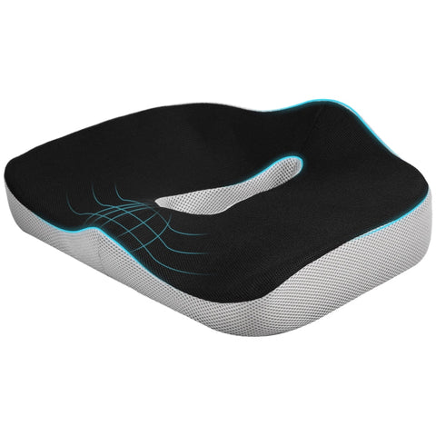 Rootz Memory Foam Orthopedic Seat Cushion - Coccyx Cushion - Chair Pad - Breathable Mesh Cover - Non-Slip Base - 44cm x 39cm x 13cm