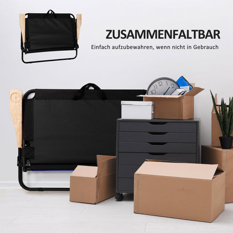 Rootz 2-Seater Foldable Camping Chair - Portable Deck Chair - Outdoor Camp Seat - Built-In Cup Holder - 141 x 67 x 80 cm - Black