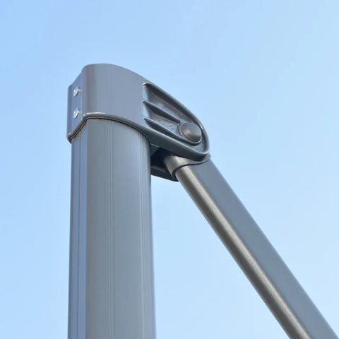 Rootz Parasol - Cantilever Parasol - Garden Umbrella with Cross Base - Weather Resistant - Sun Protection - Aluminum - Gray - 294 cm x 248 cm