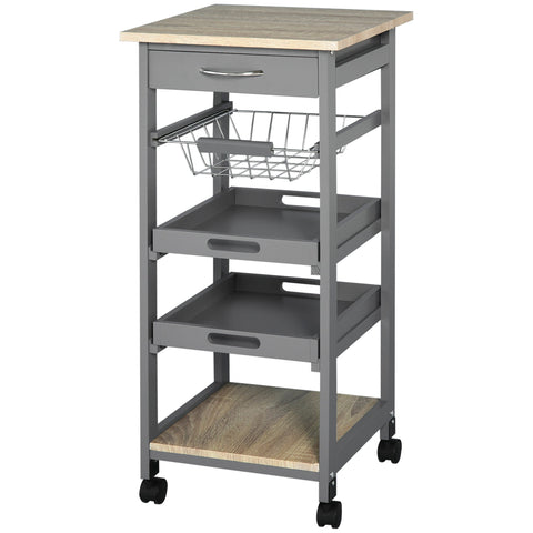 Rootz Serving Trolley Kitchen Island - Rolling Cart - Kitchen Helper - Extra Storage - 37W x 37D x 82H cm