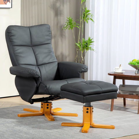 Rootz Relaxation Chair with Stool - Recliner - Swivel Chair - 145° Tilt & Storage - Grey - 80cm x 86cm x 99cm