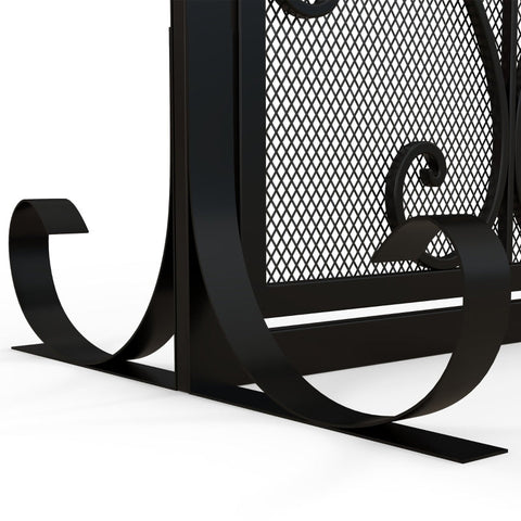 Rootz Elegant Fireplace Protection Grille - Arch Design - Spark Guard - Double Doors - Powder-Coated Steel - 105cm x 40cm x 80.5cm
