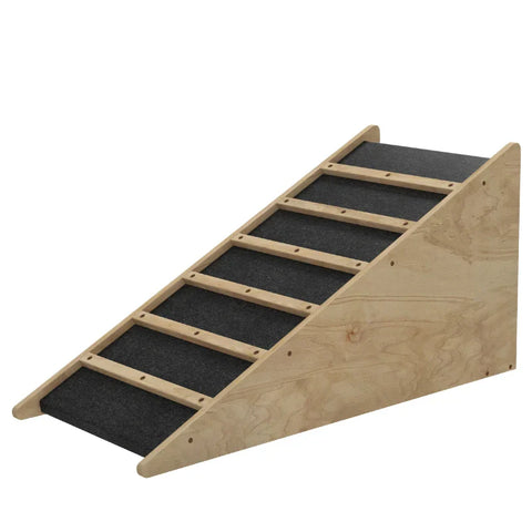 Rootz Pet Stairs - Dog Stairs - Pine Wood - Anti-Slip Coating - Multi-layer Board - Fir Wood - Natural + Gray - 90cm x 40cm x 45cm