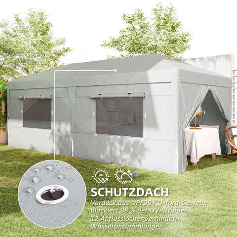 Rootz Pop Up Gazebo 3x6m - Garden Tent - Outdoor Pavilion - UPF50+ Protection - 597cm x 300cm x 268cm