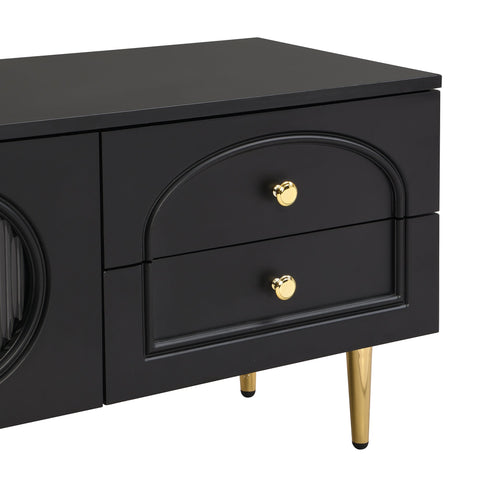 Rootz Lowboard Living Room TV Cabinet - TV Stand - Entertainment Unit - Spacious Storage - 175cm x 35cm x 45cm