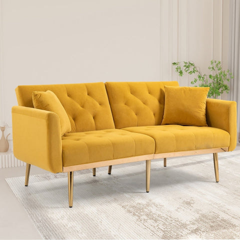 Rootz Velvet-Look 3-Seater Sofa - Sleeper Sofa - Sofa Bed - Multi-Position Backrest - 161.97cm x 77.97cm x 79.98cm