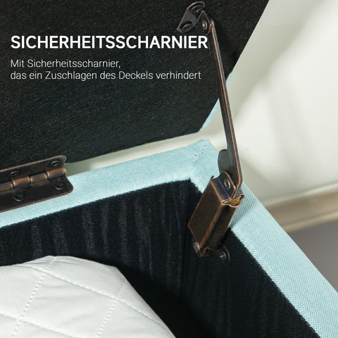 Rootz Upholstered Storage Bench - Linen-Like Polyester - Entryway Bench - Ample Storage - 100 x 40 x 44 cm - Green