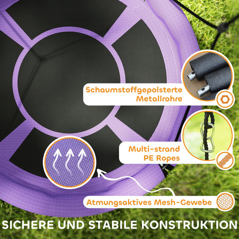 Rootz Nestscarkel Round Garden Swing - Children's Swing - Basket Swing - 150kg Capacity - Ø98 x 190h cm