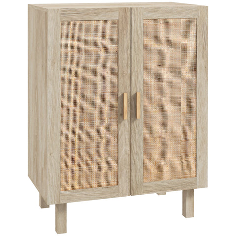 Rootz Bohème High Buffet Cabinet - Rattan Storage Unit - Boho Sideboard - Hidden Storage - 73 x 41 x 102 cm