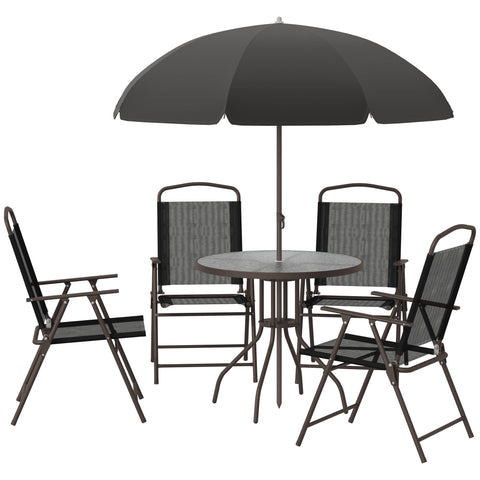 Rootz 6-Part Garden Furniture Set - Bistro Set - Outdoor Dining Set - Comfort & Style - Steel & Polyester - Table Ø80x69.5cm, Chairs 51.5x64x93cm