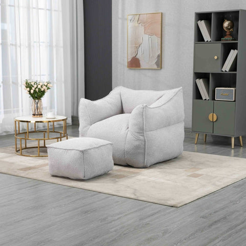 Rootz Comfortable Bouclé Bean Bag - Memory Foam Chair - Soft Seating - Unmatched Comfort - 91x83x66cm