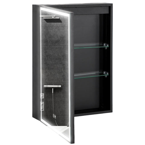 Rootz Mirror Cabinet - Bathroom Cabinet - LED Storage Unit - Dimmable Lighting - Space Optimization - 50cm x 12.8cm x 70cm - Black