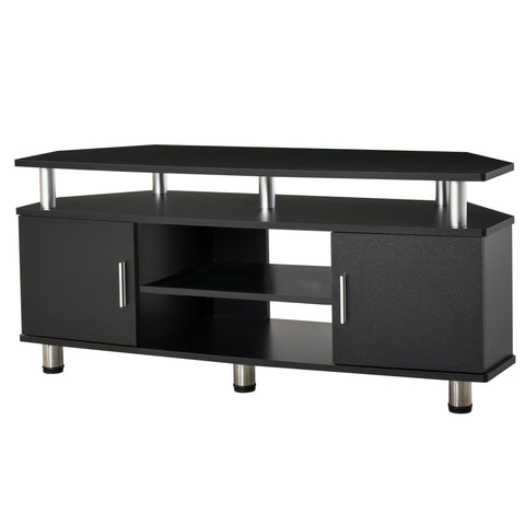 Rootz Contemporary Design TV Bench - TV Stand - Media Console - Multi Storage Options - 120L x 40W x 52H cm - Black Chrome