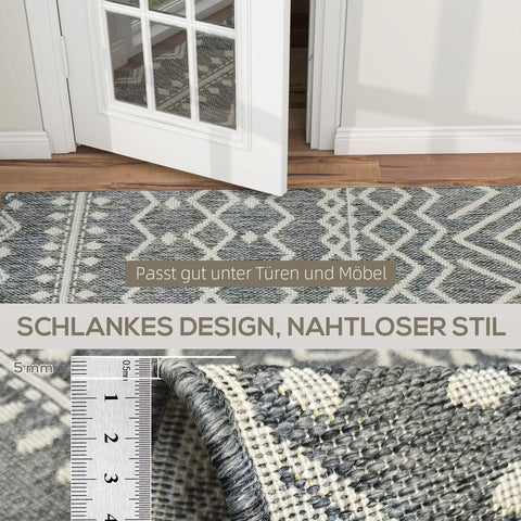 Rootz Indoor Outdoor Carpet - Boho Rug - Easy-Clean Carpet - Allergy-Friendly - 170cm x 120cm x 0.5cm - Grey