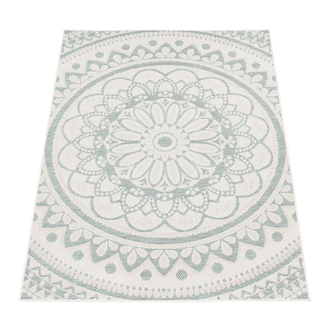 Round Outdoor Rug – Durable Polypropylene – Easy Clean – Lace Pattern – Patio Balcony Decor