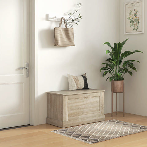 Rootz Wooden Storage Box - Toy Chest - Safety Hinge Box - 136kg Load Capacity - 80cm x 40cm x 45cm - Brown