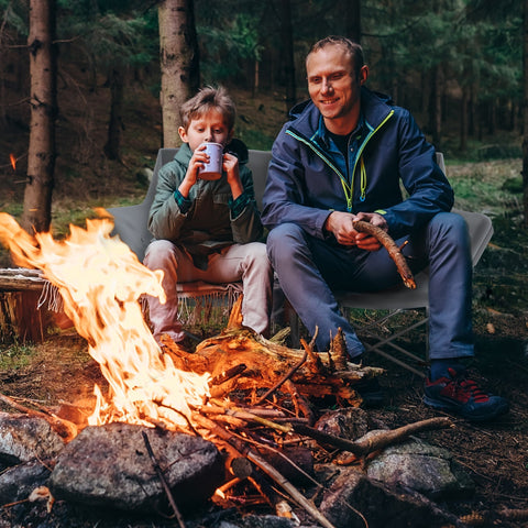 Rootz Folding Chair 2 Seat - Camping Chair - Foldable Chairs - Holds 240kg - Grey - 120cm x 57cm x 95cm