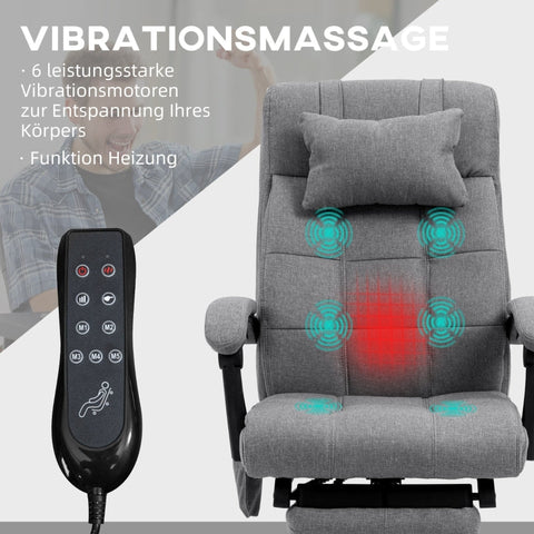 Rootz Massage Office Chair - Ergonomic Chair - 155° Reclining - Lumbar Heating - 66cm x 76cm x 112-120cm